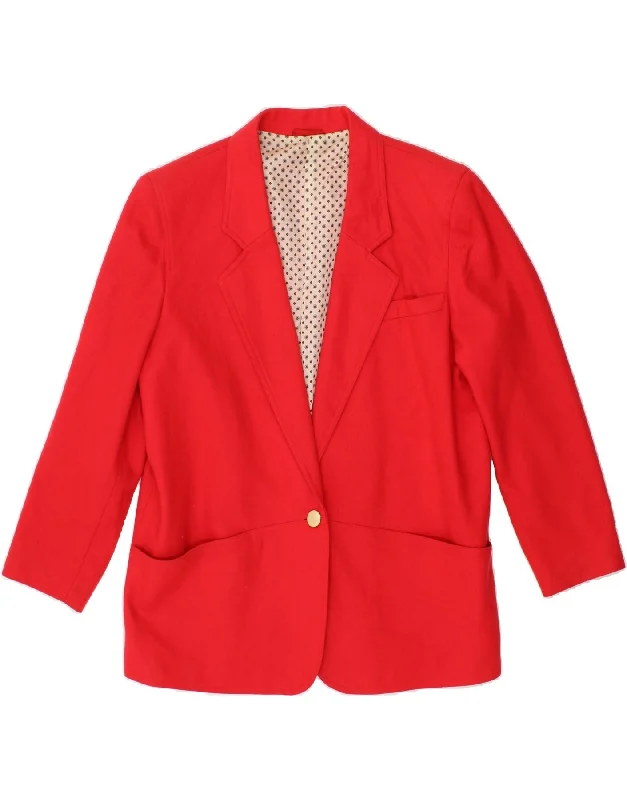 women's coats for formal eventsVINTAGE Womens 1 Button Blazer Jacket UK 12 Medium Red Wool