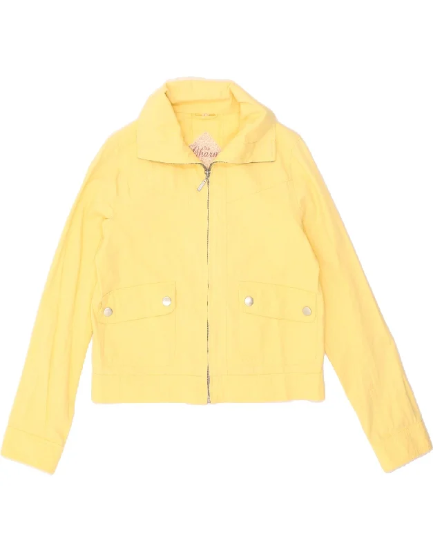 women's coats for winter weddingsVINTAGE Womens Crop Bomber Jacket UK 12 MedIum Yellow