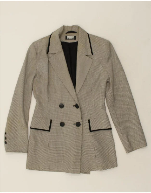 casual women's coatsVINTAGE Womens Double Breasted Blazer Jacket UK 12 Medium Grey Check