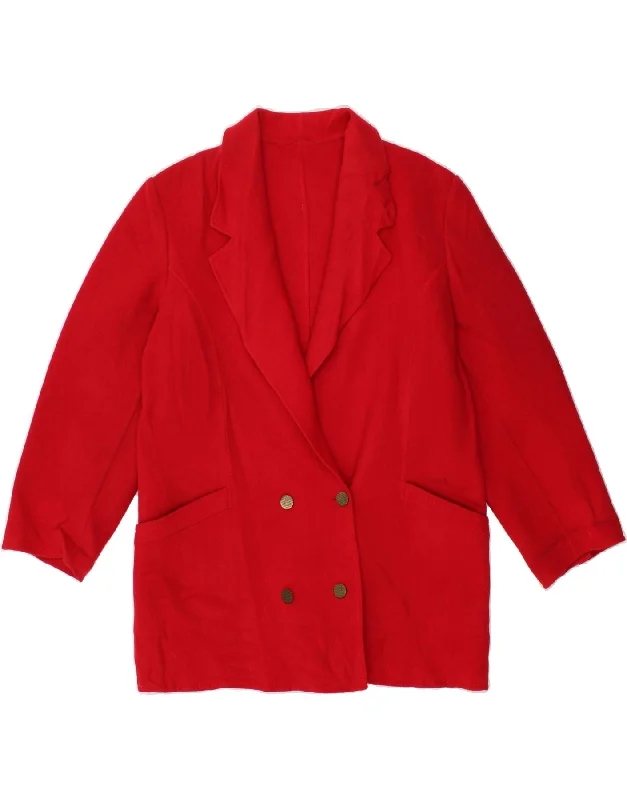 affordable women's coatsVINTAGE Womens Double Breasted Blazer Jacket UK 14 Large Red