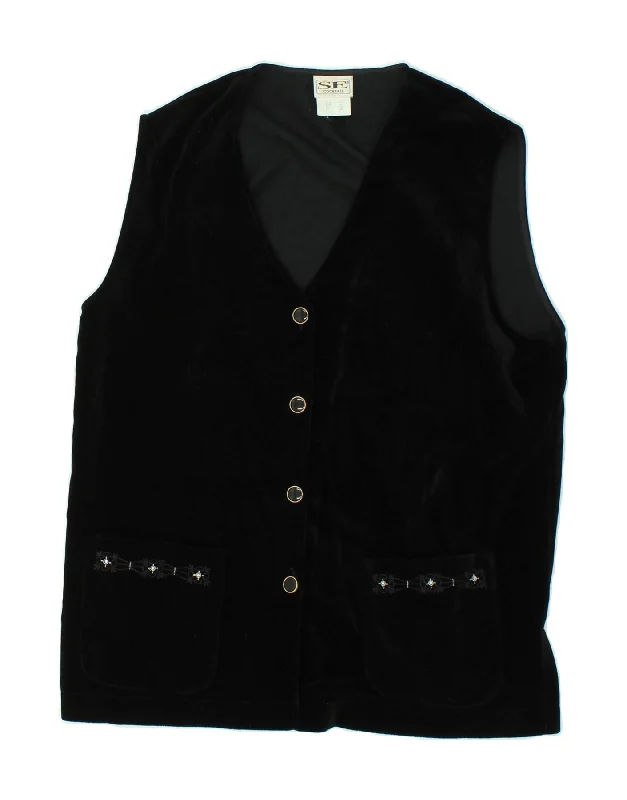 women's coats for maximalist fashion loversVINTAGE Womens Gilet UK 14 Large Black Cotton