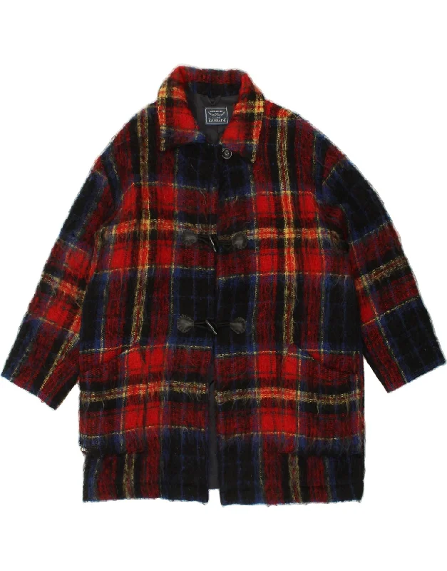 women's coats with asymmetrical hemsWEEKEND Womens Oversized Duffle Coat EU 42 Large Red Check Wool