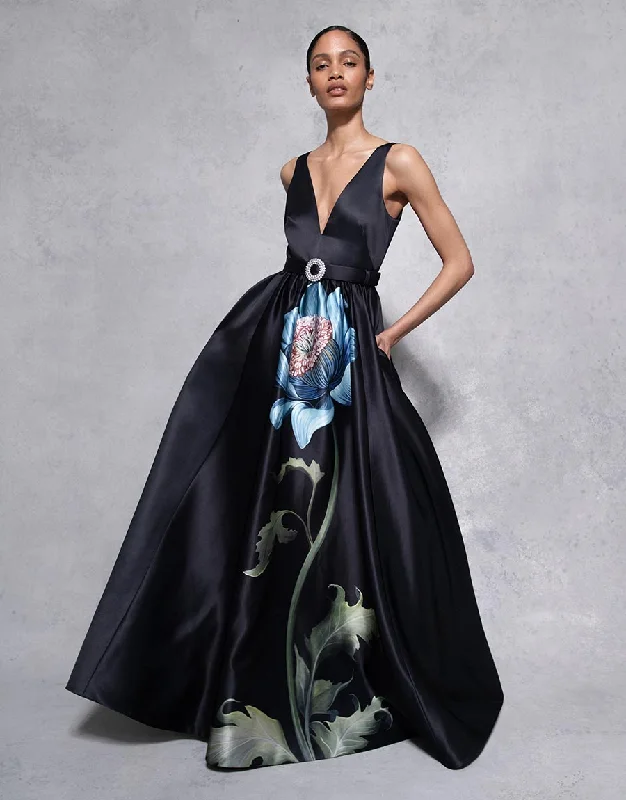 High-Low DressArabella Taffeta Gown - Painterly Flower