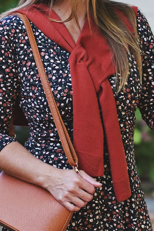 Shift DressBrick Red Knitted Shawl