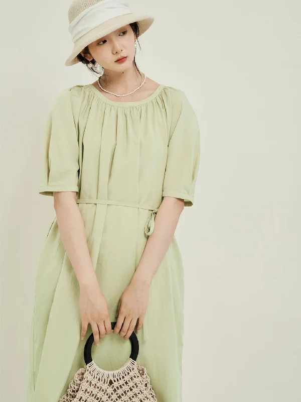 women's everyday dressesChowxiaodou Stylish Flared Hem Tencel Dress