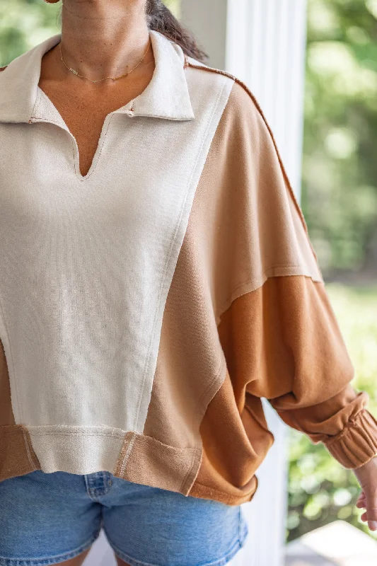 Colorblock Fab Taupe Mix Pullover