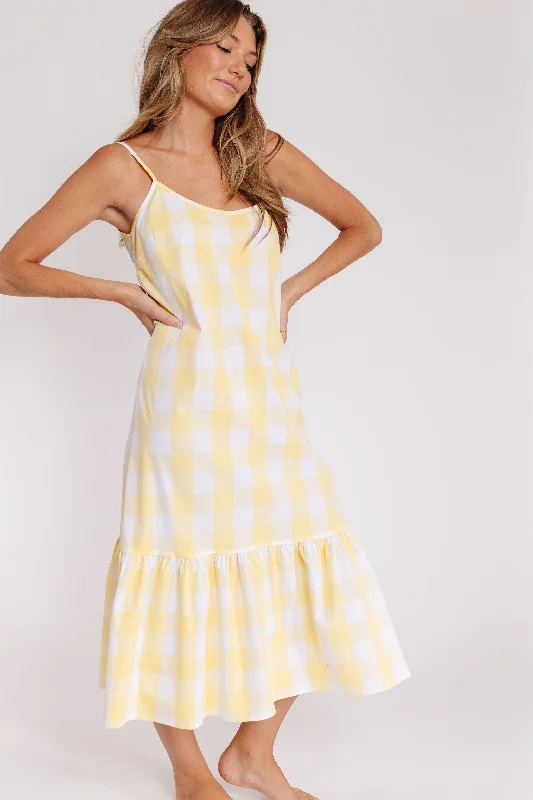 Polka-Dot DressMelinda Dress in Yellow and Ivory