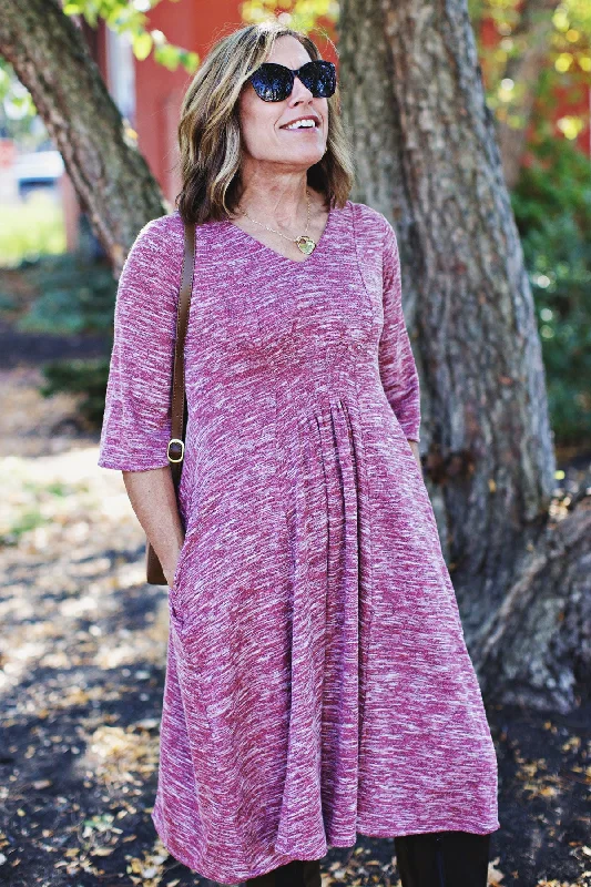 women's bow dressesNina Dress - Marled Mauve Sweater Knit