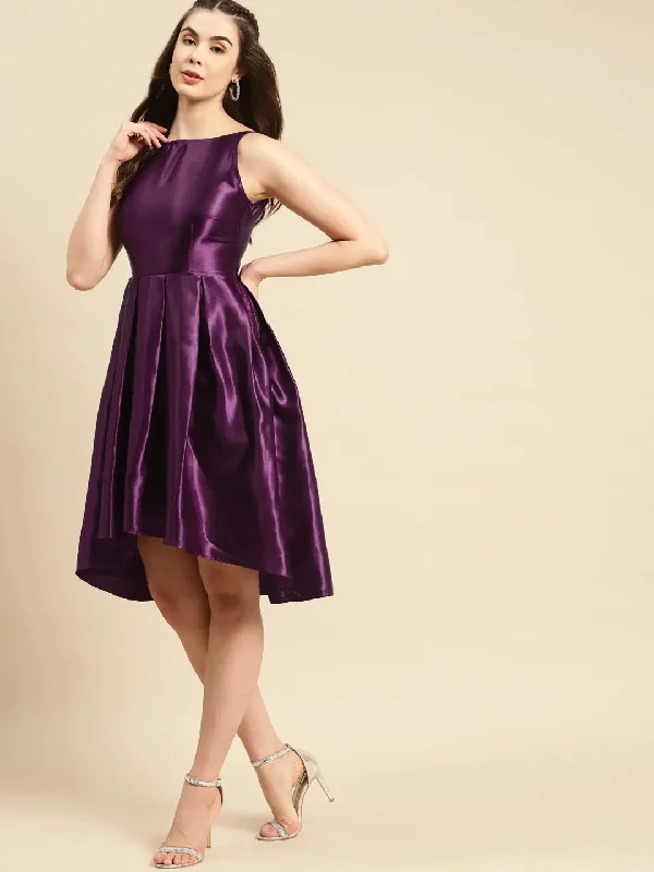 Trumpet DressBox Pleated midi Dress in Purple