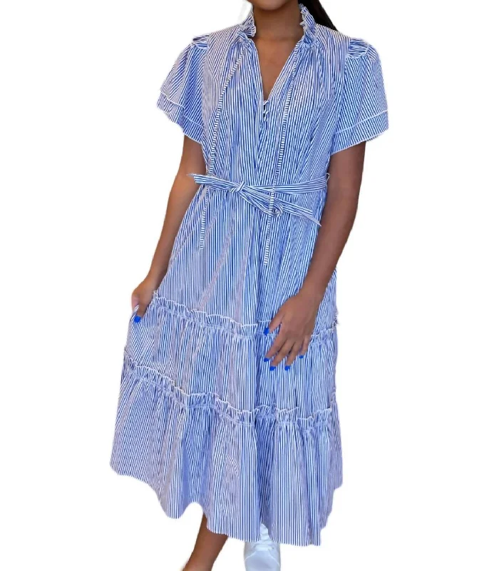 women's stylish dressesMatthews Midi Dress In Light Blue Stripe