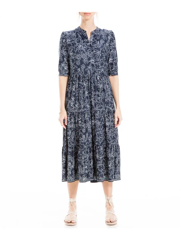 women's minimalist dressesWomens Floral Midi Shirtdress