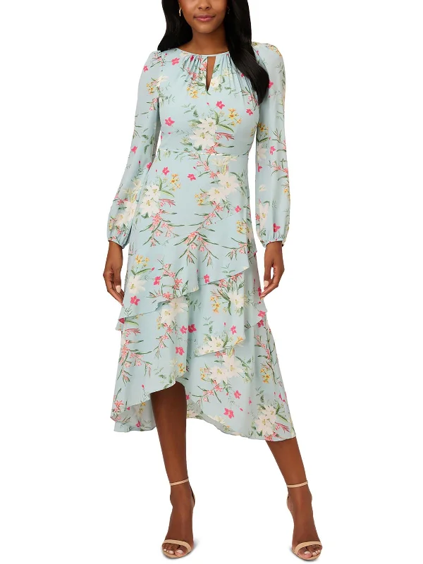 women's beach dressesWomens Floral Print Polyester Midi Dress