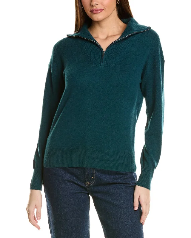 Thick SweatersAmicale Cashmere Rib Detail 1/4-Zip Cashmere Pullover