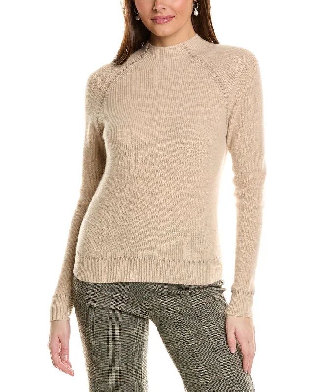 Fitted SweatersAmicale Cashmere Whipstitch Shaker Funnel Neck Cashmere Sweater