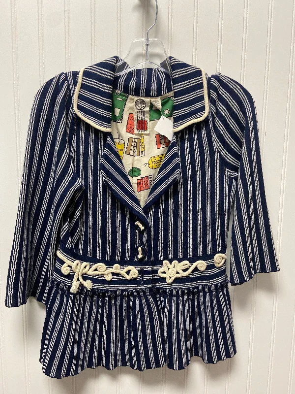 women's coats for relaxed weekendsBlazer By Anthropologie In Blue & White, Size: M