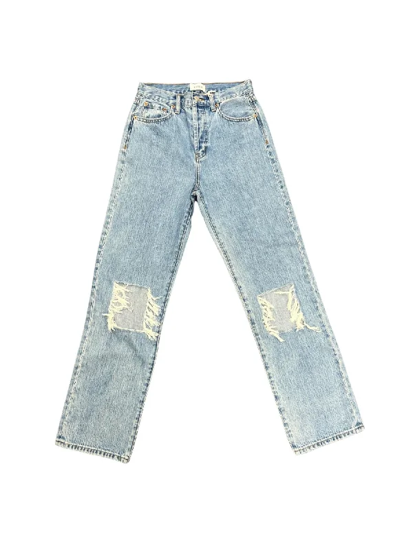 women's denim jeans for winterCassie Super High Rise Straight Jeans In Blossom Distressed