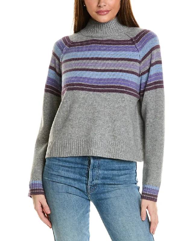 Colorful Casual SweatersCollaboration Macie Stripe Mock Neck Cashmere Sweater