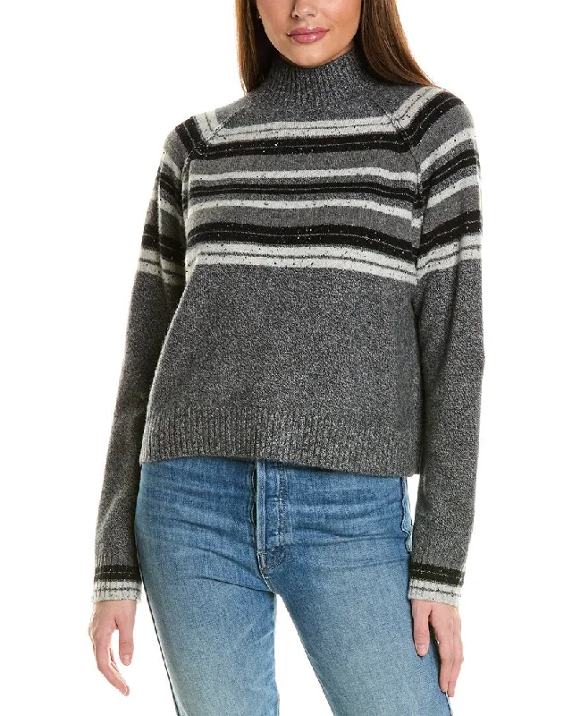 Baby SweatersCollaboration Macie Stripe Mock Neck Cashmere Sweater