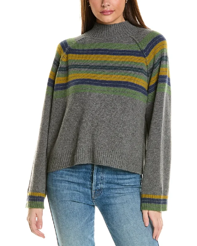 Thick Turtle-Neck Wool SweatersCollaboration Macie Stripe Mock Neck Cashmere Sweater