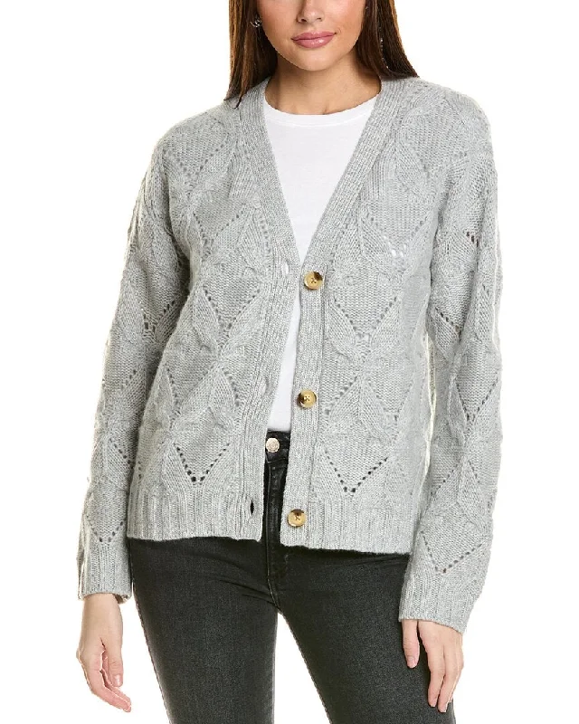 Flannel Patterned Cashmere SweatersCollaboration Mercedes Tulip Cable Cashmere Cardigan