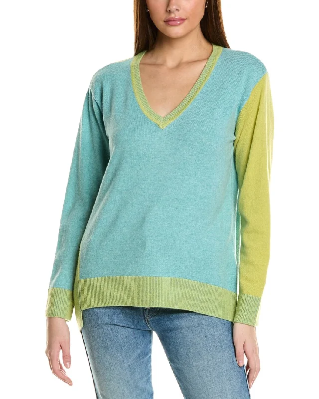 Cardigan SweatersCollaboration V-Neck Asymmetrical Colorblocked Cashmere Sweater