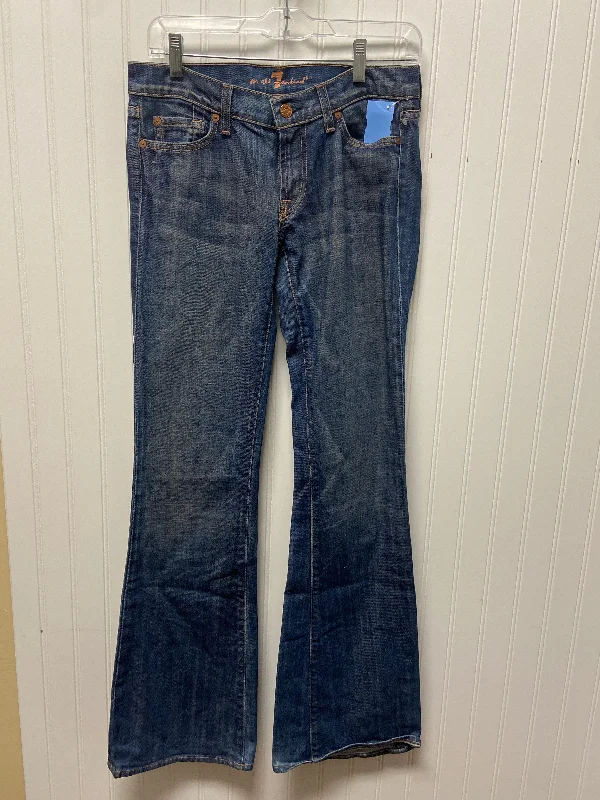 women's denim jeans for a stylish outfitJeans Flared By 7 For All Mankind In Blue Denim, Size: 4