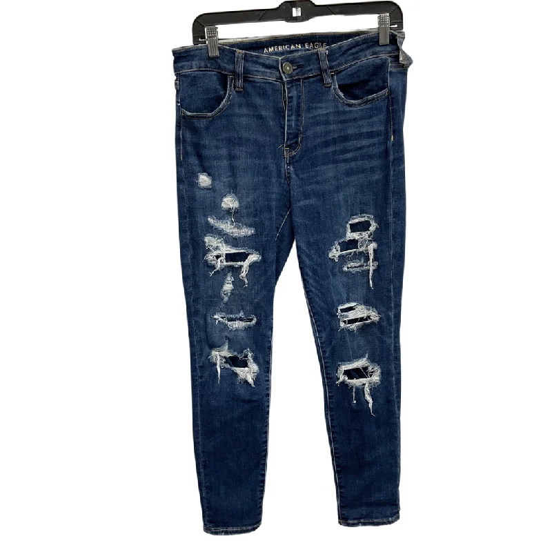 women's denim jeans with embroidered back pocketsJeans Skinny By American Eagle In Blue, Size: 10