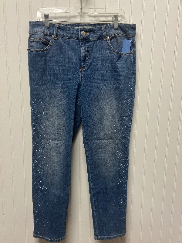 women's denim jeans with distressed back pocketsJeans Skinny By Chicos In Blue Denim, Size: 10