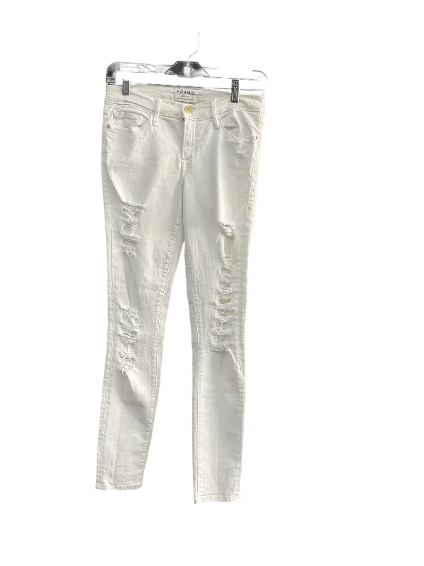 women's denim jeans for a timeless classic lookJeans Skinny By Frame In White Denim, Size: 8