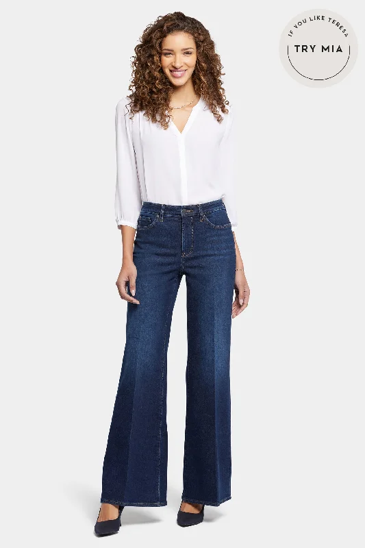 women's denim jeans with distressed back pocketsMia Palazzo Jeans  - Northbridge