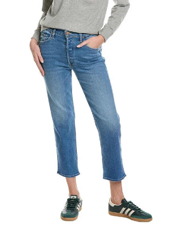 women's denim jeans for plus-size womenMOTHER The Tomcat High-Rise Layover Straight Leg Jean