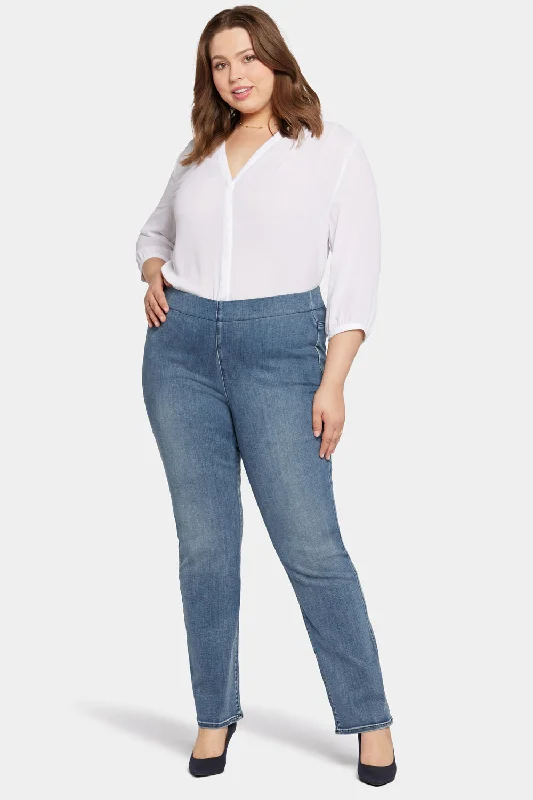 women's denim jeans for hourglass figuresPull-on Straight Jeans In Plus Size - Pristine