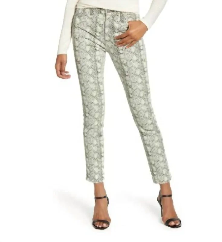 women's denim jeans for casual wearThe Mari Snake Print High-Waist Skinny Jeans In White Multi