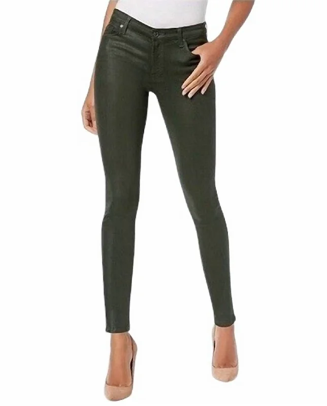 women's short denim jeansThe Skinny Ankle Coated Shiny Mid Rise Jean In Green