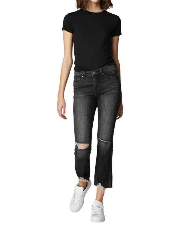 women's denim jeans for winterThe Varick Cropped Flare Distressed Jean In Barracuda