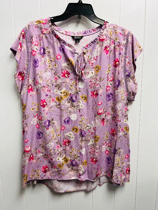 women's tops for everyday eleganceTop Short Sleeve By Buffalo David Bitton In Pink & Purple, Size: Xl