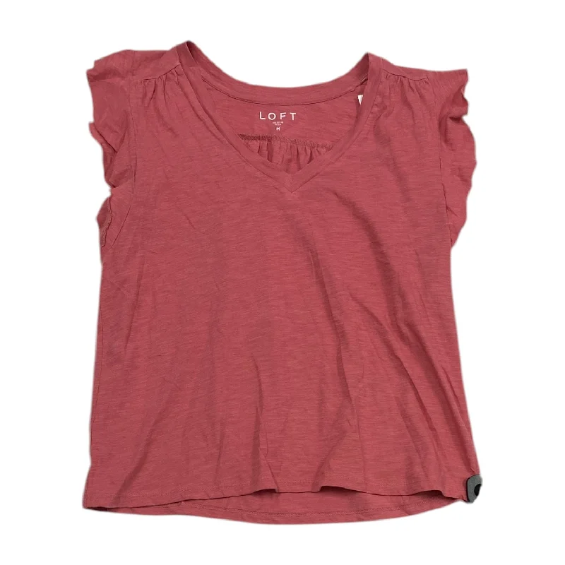 women's tops made from cottonTop Short Sleeve By Loft In Pink, Size: M