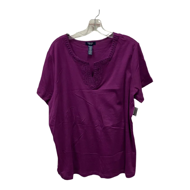 elegant women's topsTop Ss Basic By Chaps In Purple, Size:3X