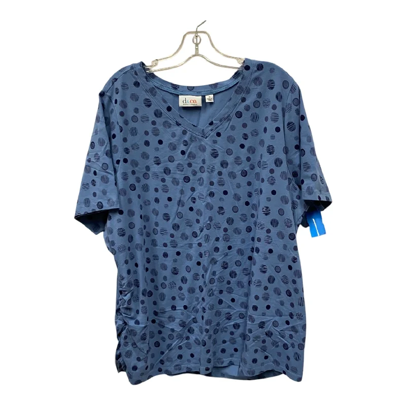 women's tops for relaxed weekendsTop Ss Basic By Denim And Company In Blue, Size:2X