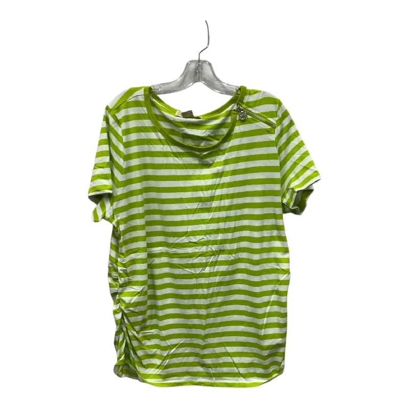 women's tops for those who believe in expressing their individuality through fashionTop Ss Basic By Michael By Michael Kors In Green & White, Size:2X