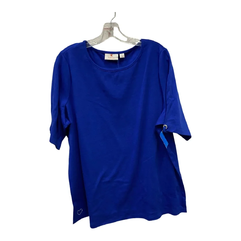 women's tops for those who want to make a bold fashion statement with their choice of topsTop Ss Basic By Quaker Factory In Blue, Size:1X