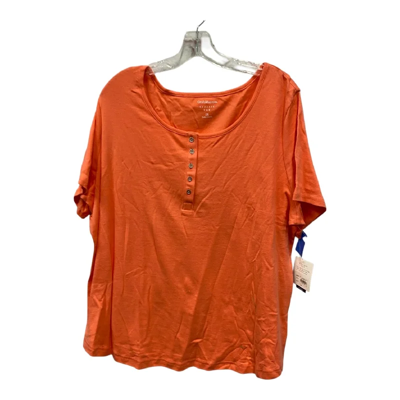 women's tops with built-in brasTop Ss By Croft And Barrow In Orange, Size:2X