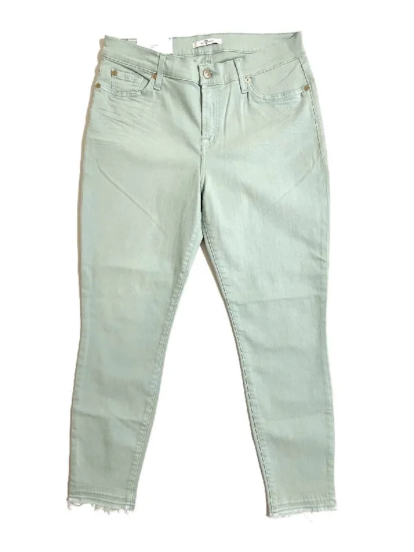 women's mid-rise denim jeansWomen's Ankle Released Hem Slim Illusion Jean In Green